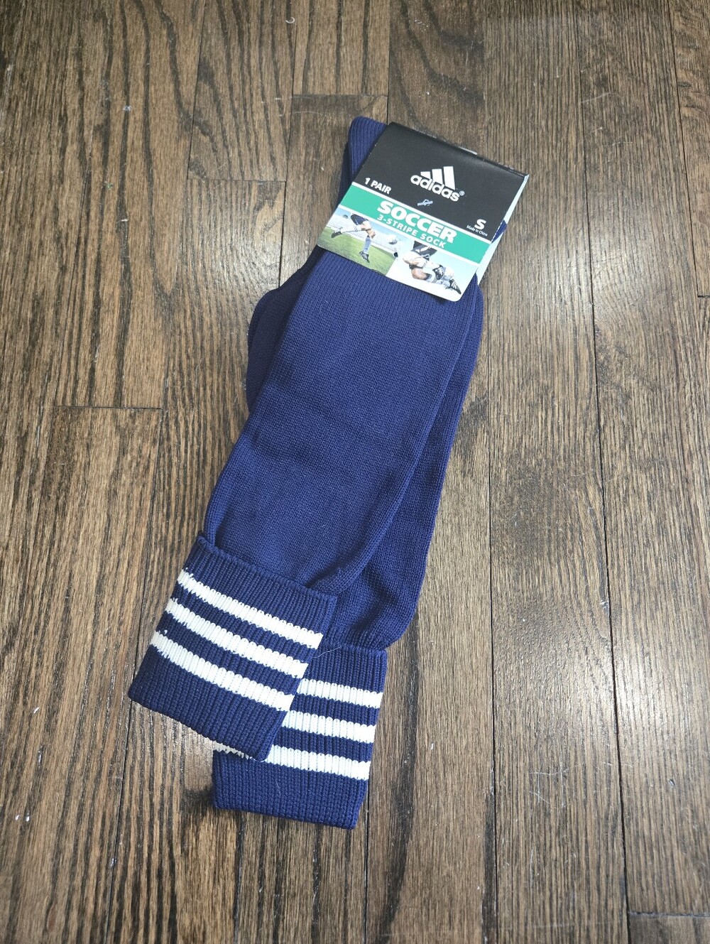 NWT Adidas 3 Stripe Navy Blue Long Soccer Socks Medium Size Small 13C-4Y